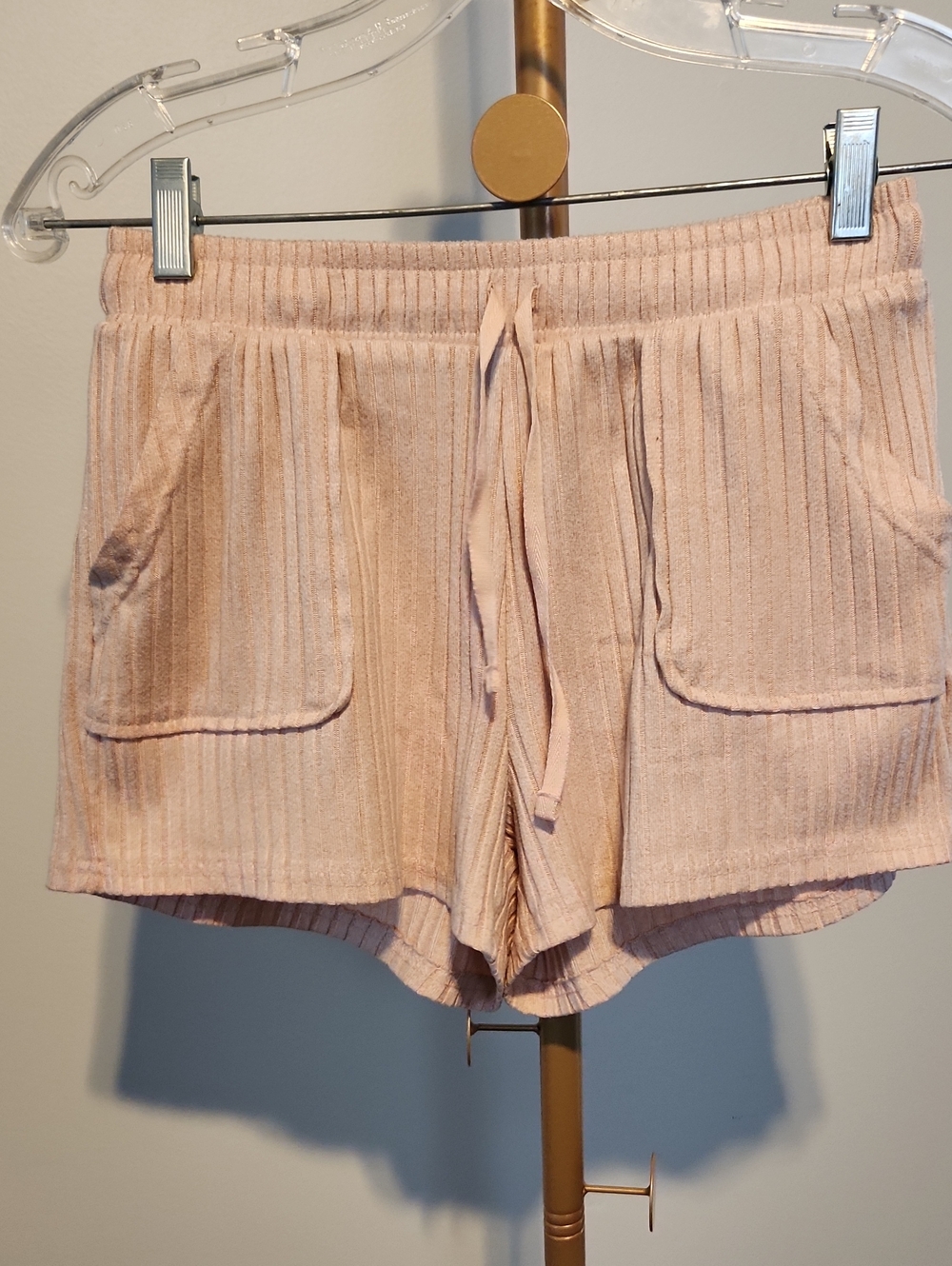 No Boundaries Ribbed Pink Drawstring Lounge Shorts